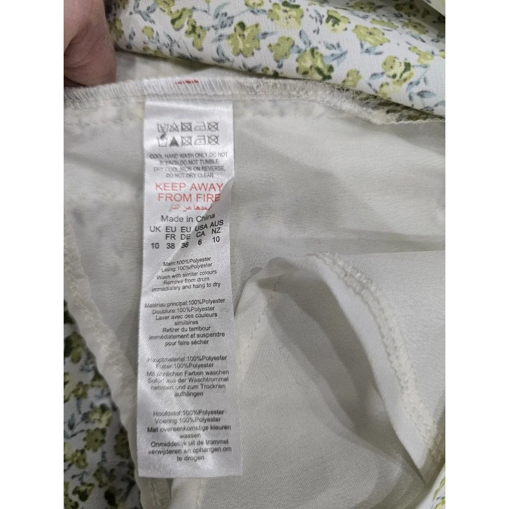 PrettyLittle Thing Green Daisy Floral Print Underwire Draped Midi Dress UK 10/US